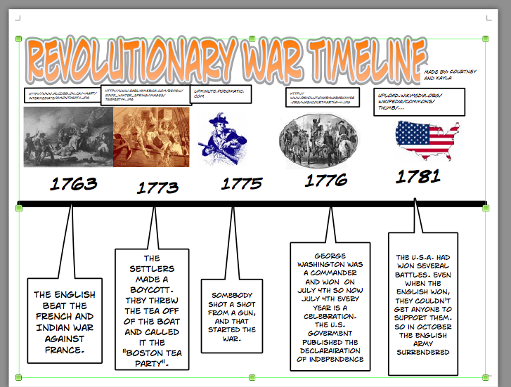 Timelines American Revolution Unit